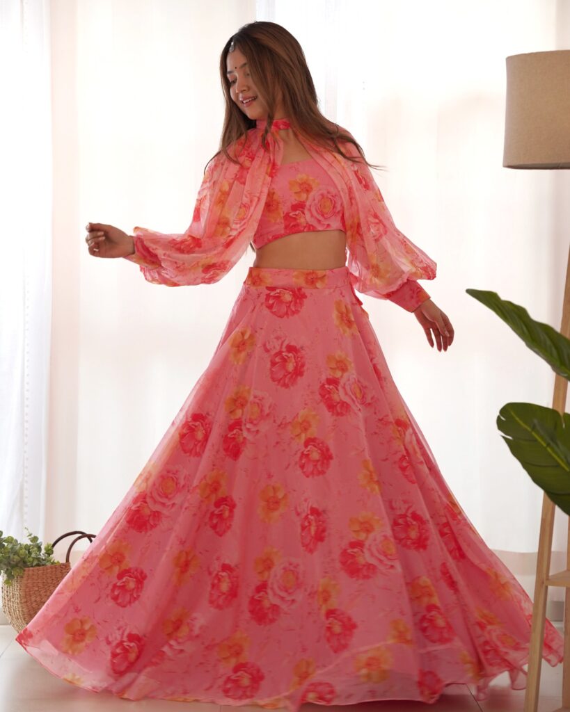 Organza Floral Lehenga